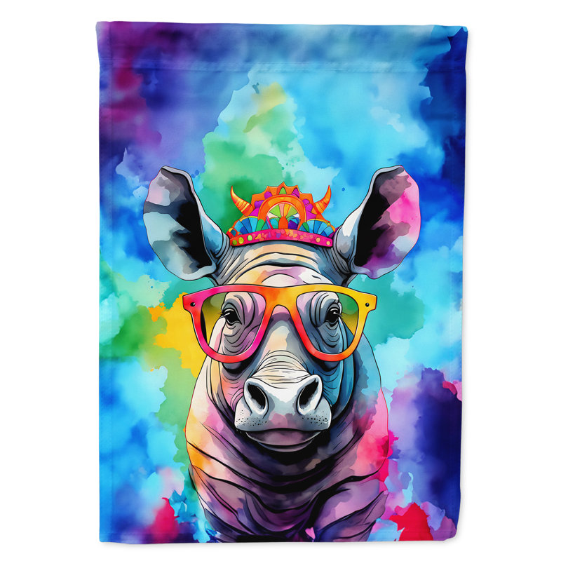 Drapeau de maison de hippie animal rhinocéros