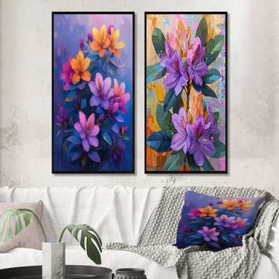 VIbrant VIolet Rhododendron Summer Symphony I - ensemble d'art mural rhododendron 2 pièces