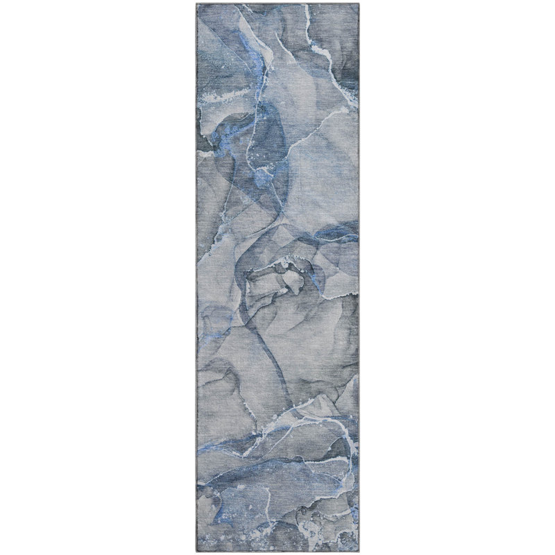 Premium Machine Washable Cerrito AMF519 Blue 8' x 10' Rug, Tapis de couloir 2 pi 3 po x 7 pi 6 po