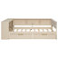 Lit plateforme simple en bois avec tablettes de rangement, tiroirs, station de charge et tête de lit tapissier, crème-532607536-532607537