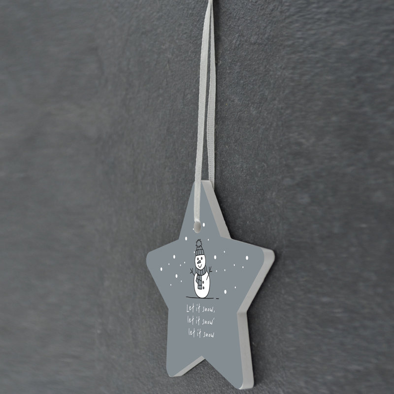 The Seasonal Aisle Snowman Let It Snow Star Shaped Ceramic Ornament
