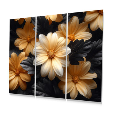 Ensemble de salon art mural jaune et blanc Fusion Mums II - Mums