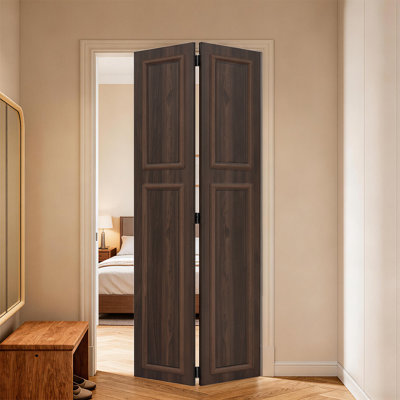 18 series 64in.X80 in. 3/4 inch thickness 2-Panel Walnut Color Finished MDF Bi-fold door with closet hardware