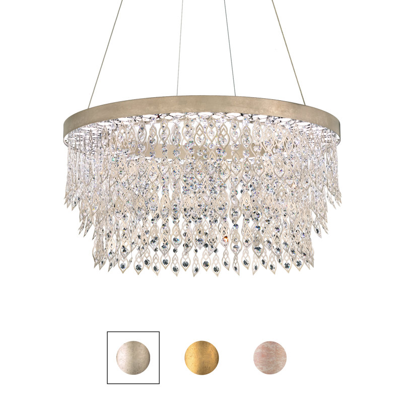 Pavona 1 Light Crystal LED Chandelier, Antique Silver