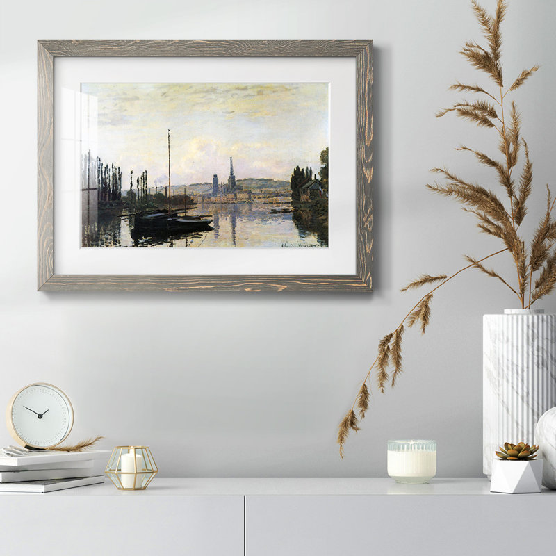 Vue de Rouen par Monet - Reproduction encadrée rustique avec tableau mat, Gris, H 22 po x l 32 po x P 1,5 po