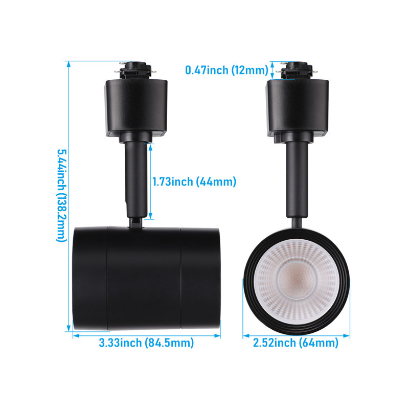 Têtes d'éclairage DEL sur rail à intensité variable, projecteurs de type H, 600 lm, 8,5 W, CRI90, angle de faisceau de 36 °, blanc doux 2700 K