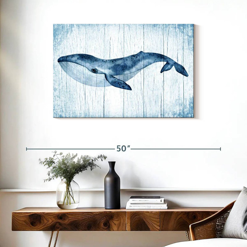 Brampt Wooden Blue Whale, 24" H x 36" W