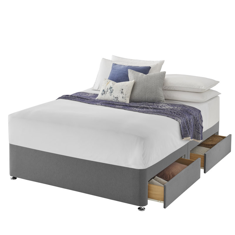 Silentnight upholstered premium Divan bed - base only, 4 Drawers, Slate Grey, Kingsize (5')