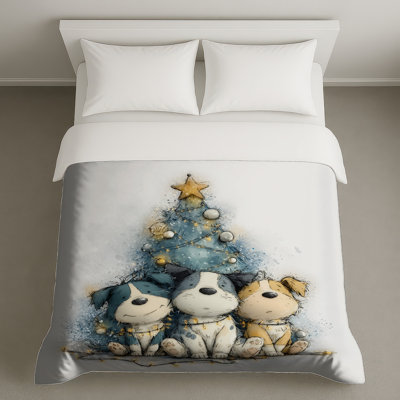 Three Puppies Christmas Tree Duvet Covers