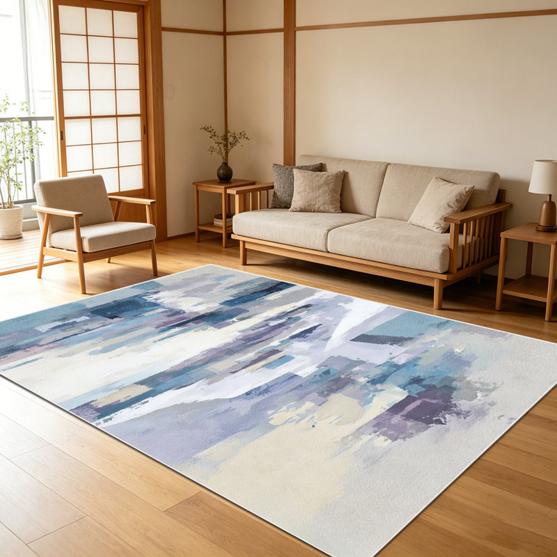 1PC Modern Abstract Muted Pastel Brushstroke area rugs for Living Room, Soft and Comfortable, Suitable for all seasons, easy-to-maintain, machine washable Indoor floor mat, Under Table Farmhouse suitable for dining table, bedroom, entryway, home