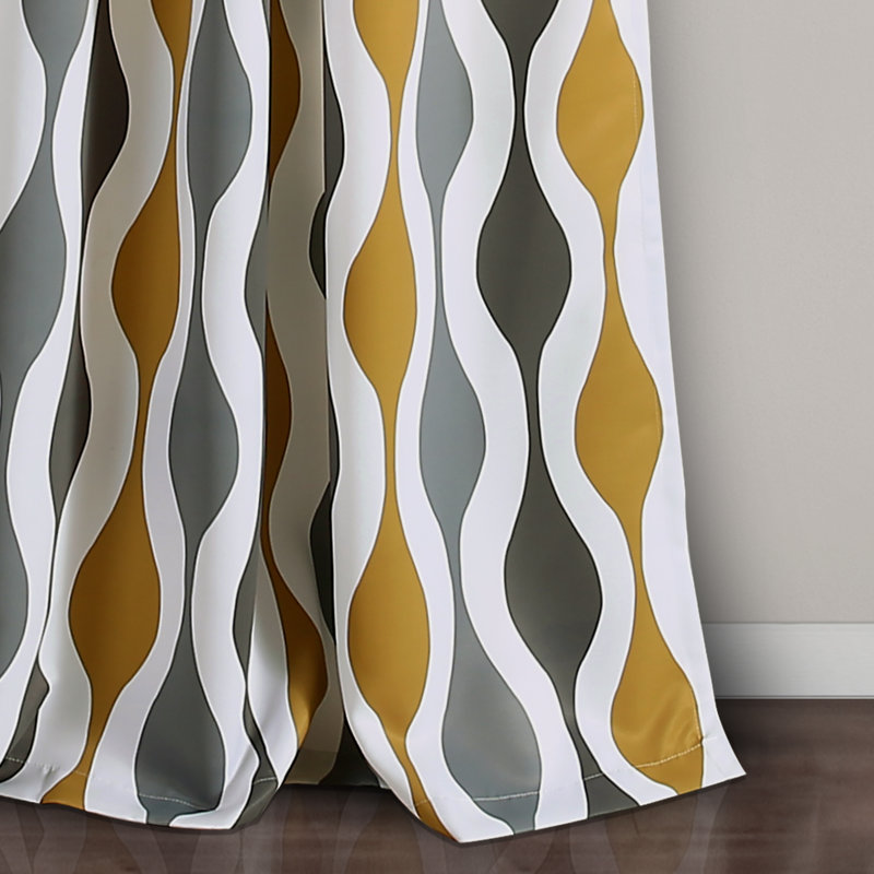 Room Darkening Curtain Pair, 132cm W x 160cm L, Gold/Grey