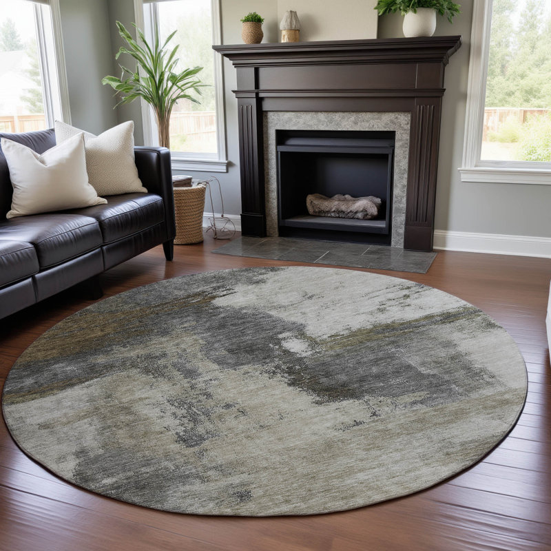Premium Machine Washable Natoma AMF1068 Modern Rug, Round 8'