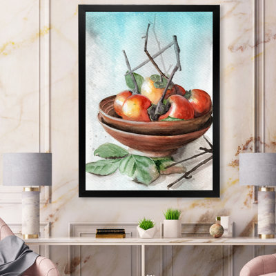 " Clay Bowl Of Yellow Persimmon "