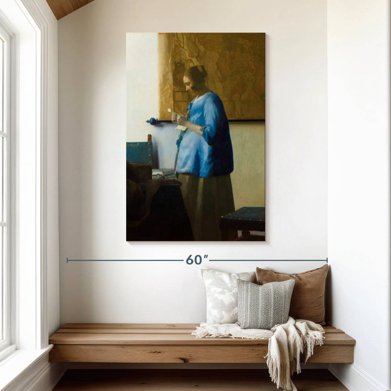 Femme Leisha lisant une lettre, H 48 po x l 32 po