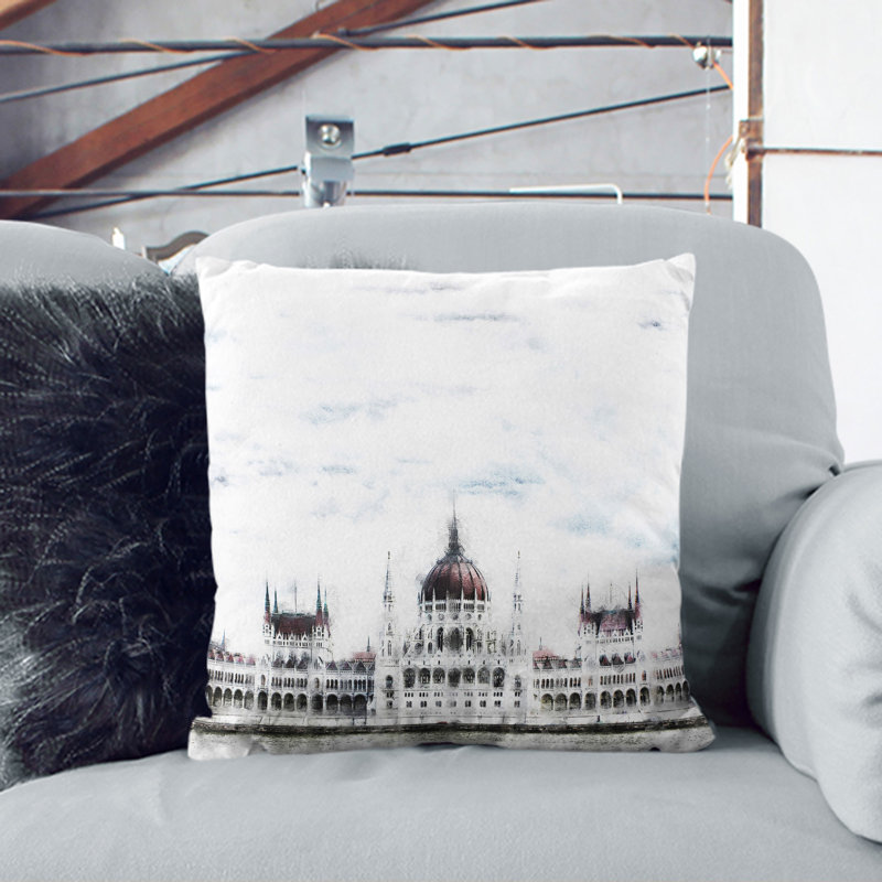 Square Cushion, 40cm H x 40cm W x 15cm D, White