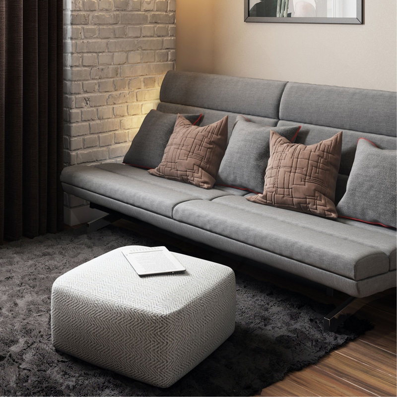 Nate - Pouf carré - Mélange gris à motifs