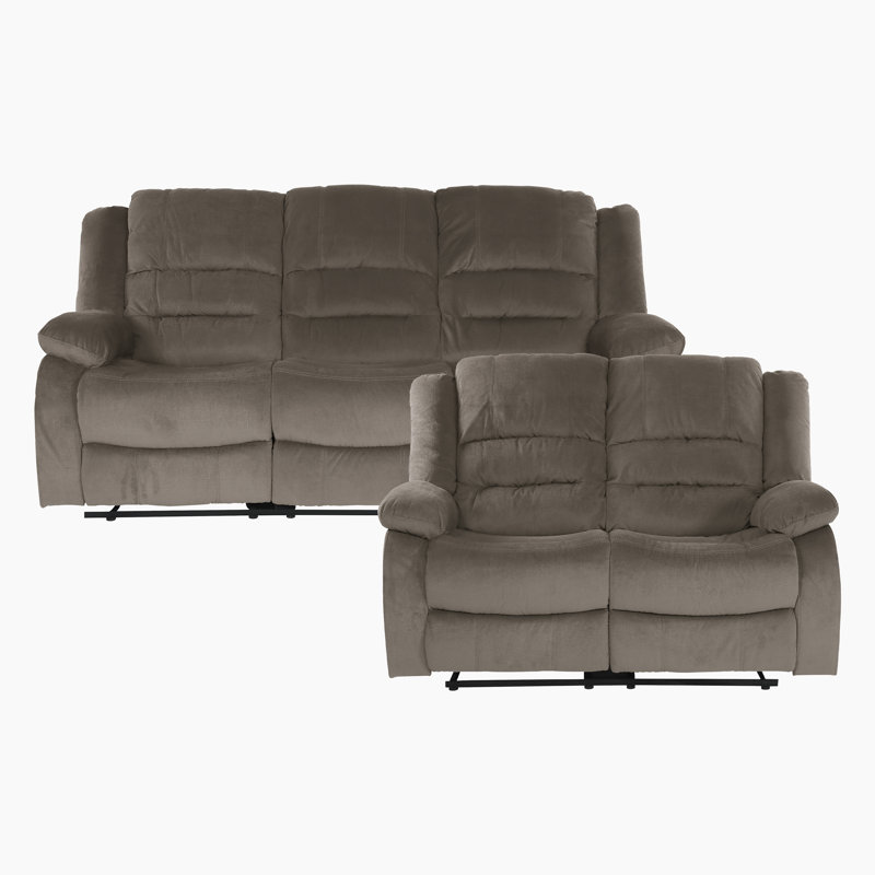 Canapé inclinable en similicuir 2 pièces, Microfibre brun clair