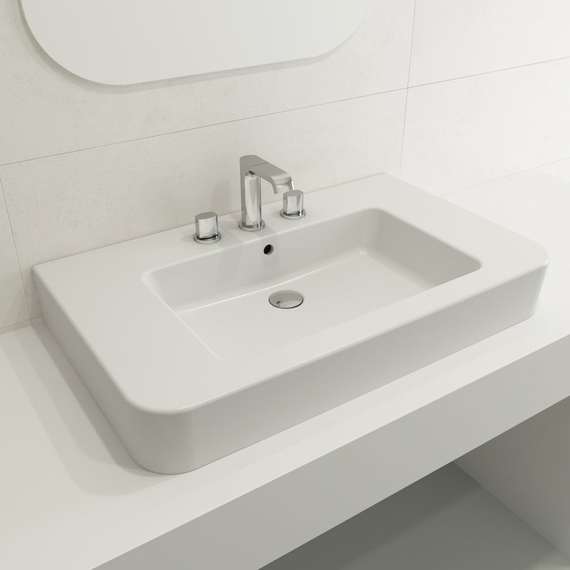 Parma 33.27'' L Bathroom Sink, Matte White, Single-Hole