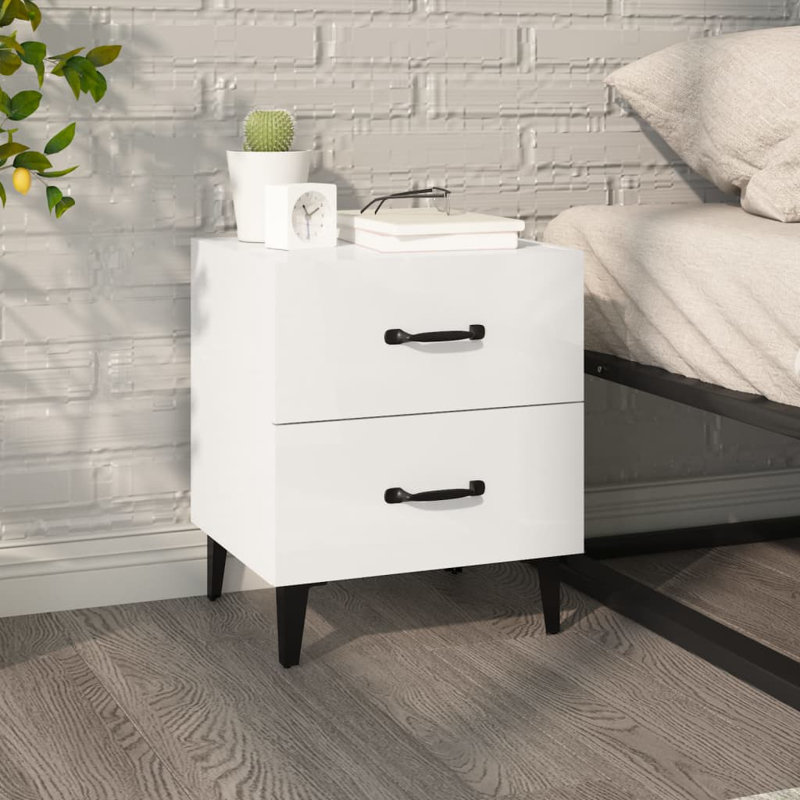Jemena 40cm W Bedside Table, White, Individual