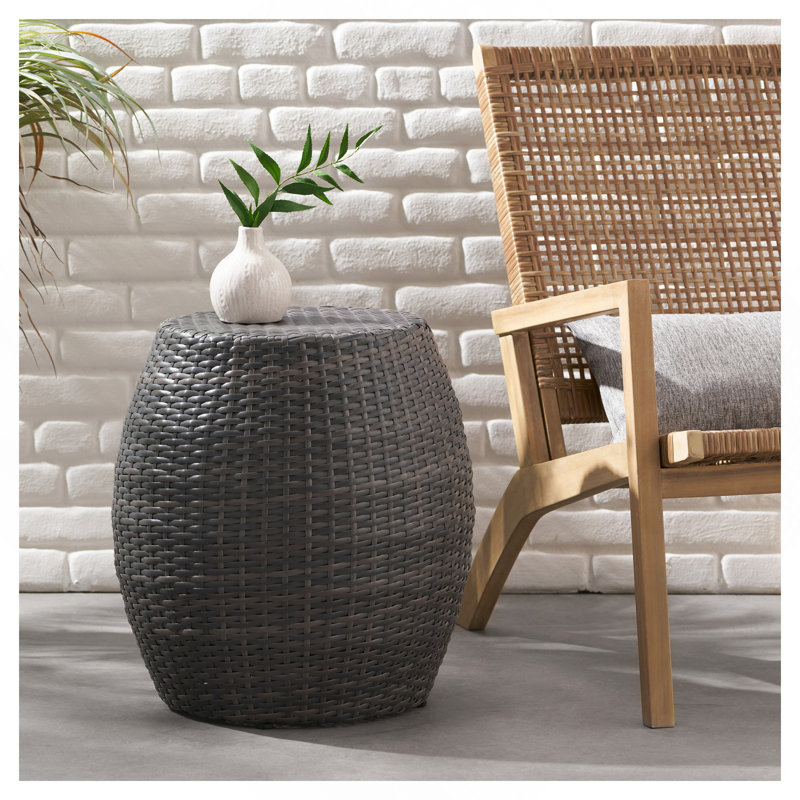 Outdoor Wicker 14.00" Patio Side Table