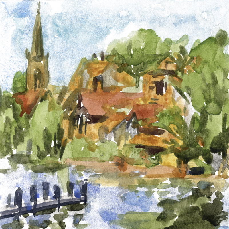 River City III by Melissa Wang - Wrapped Canvas Painting, 30cm H x 30cm W