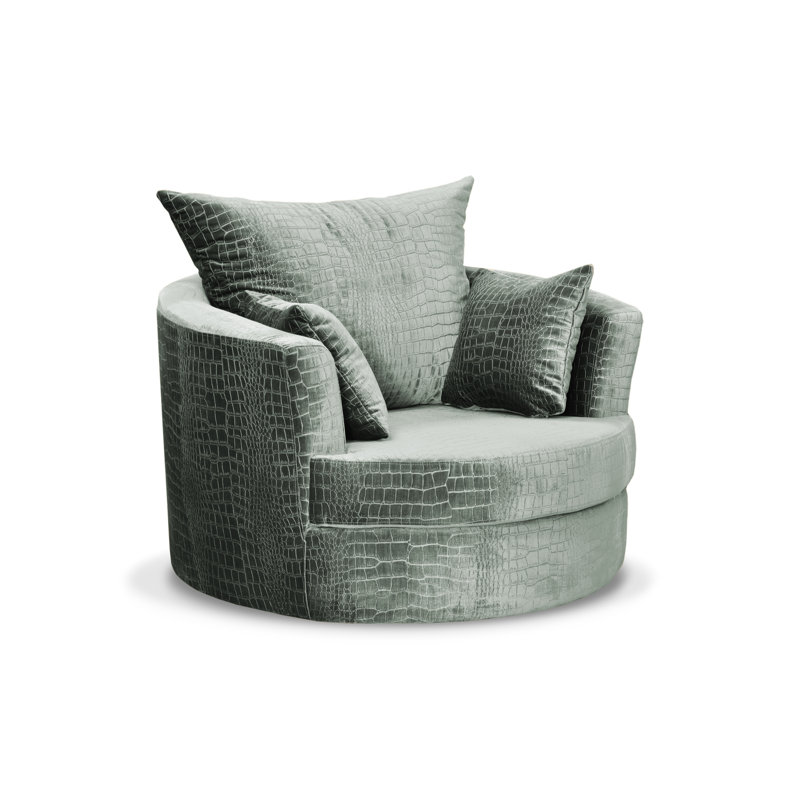 Upholstered Swivel Armchair, Light Teal