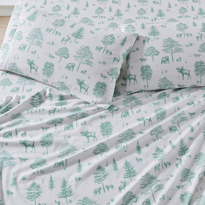 100% Turkish Cotton Flannel Solid & Plaid Sheet Sets, Full with 2 Pillowcases, New Snowflake