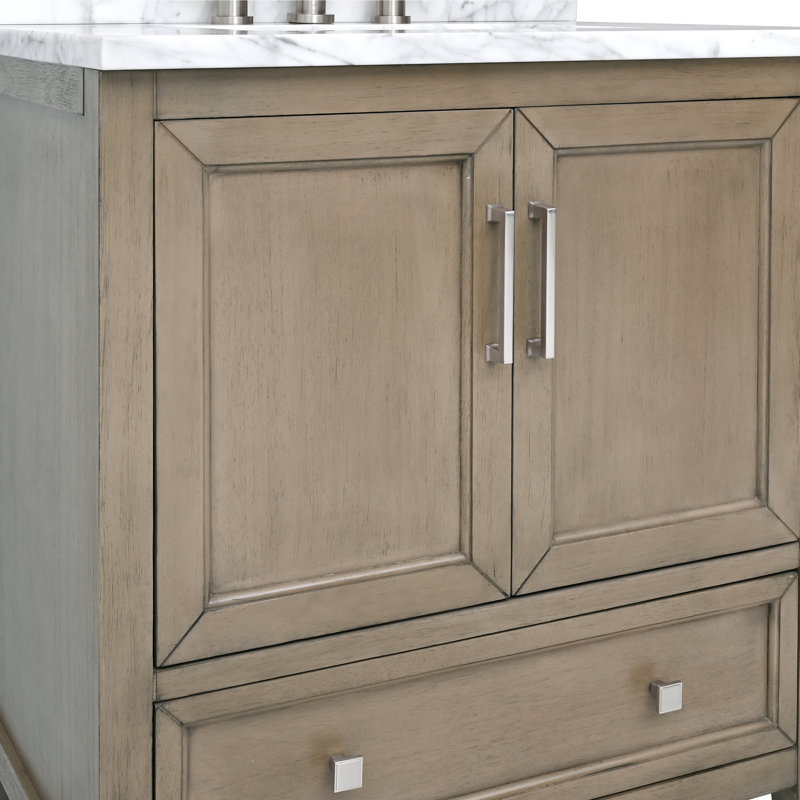 Everette 30'' W Single Bathroom Vanity Base, Gray Oak