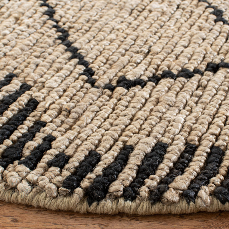 Geometric hand-woven jute rug Trotter, Rond 6 pi