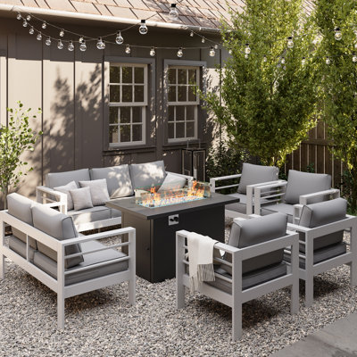 9-Person Sofa Seating Group With Fire Pit by Latitude Run