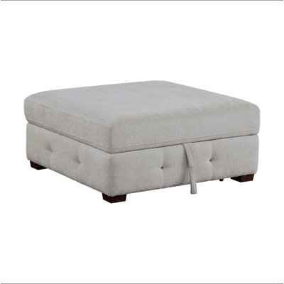 Modern Taupe Storage Ottoman Tufted Soft Chenille Fabric Solid Wood Living Room Furniture 1pc