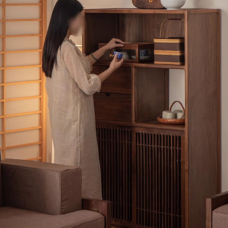 New Chinese Style Lattice Door Bookcase