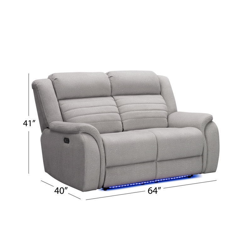 Causeuse inclinable 64 po avec accoudoirs coussinés