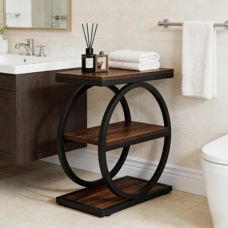 Table de bout moderne à 3 niveaux pour canapé, tablette de rangement et de présentation | Idée de cadeau, Brun