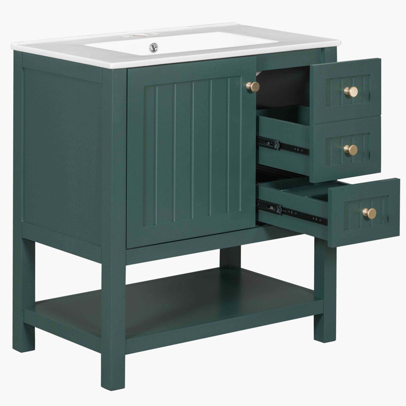 30.00'' Single Bathroom Vanity with Top, Green