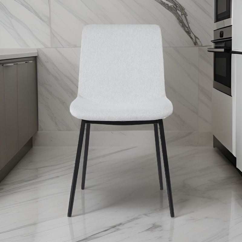 Chaise de salle à manger en tissu et métal, Crème