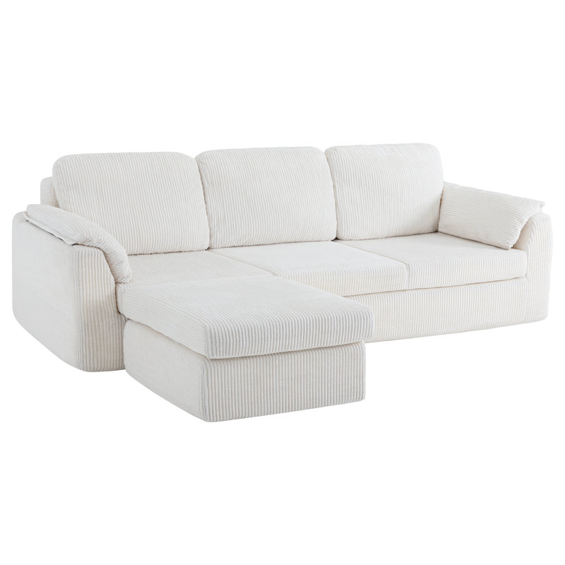 79'' Upholstered Sofa With Ottoman, Beige