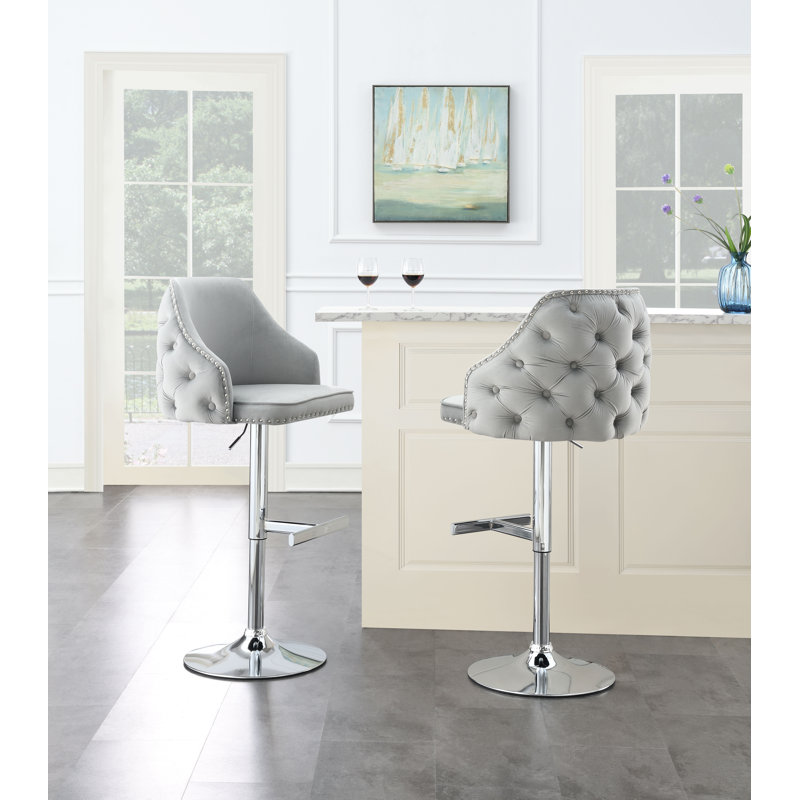Tabouret de bar en velours, Gris