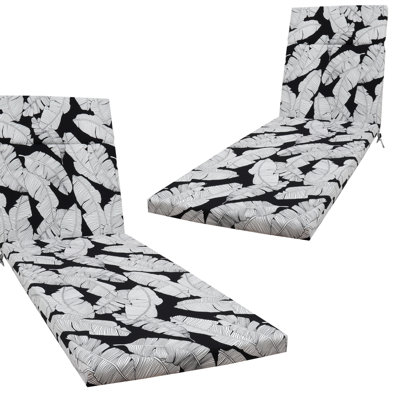 Paire de coussins intérieur / extérieur, 75 po x 22,8 po x 2 po, imperméable, éponge, fixation sécuritaire, nettoyage simple, coussins de chaise longue d'extérieur à tons variés, housse, mousse haute résilience, attaches fermes, facile