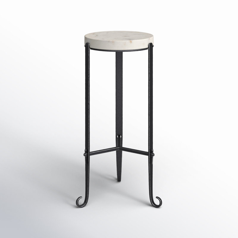 Freya Marble and Iron Round 11.5"W Side Table