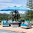 Blue Rectangular Poolside Patio Umbrella With - 15X9ft Double Base