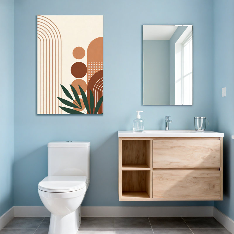 Abstrait formes géométriques abstraites avec des feuilles tropicales, H 36 po x l 24 po