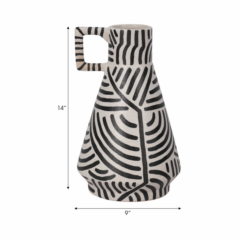 Handcrafted Black and White Ceramic Novelty Table Vase