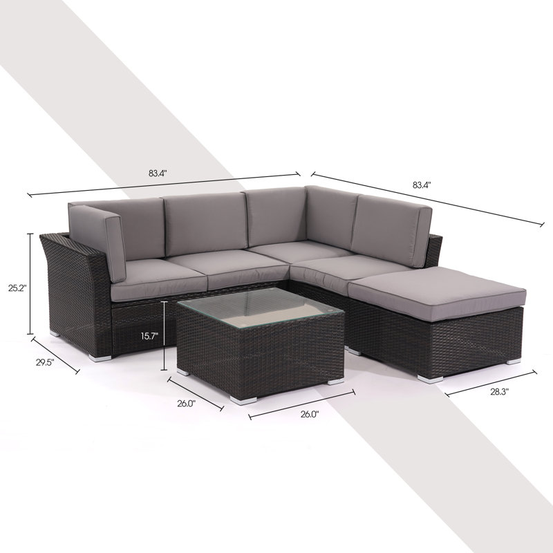Elra 5 - Person Patio Conversation Set with Cushions, Gray