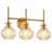 Three-Light Ripple Glass Shade Modern Vanity Lights for Bathroom