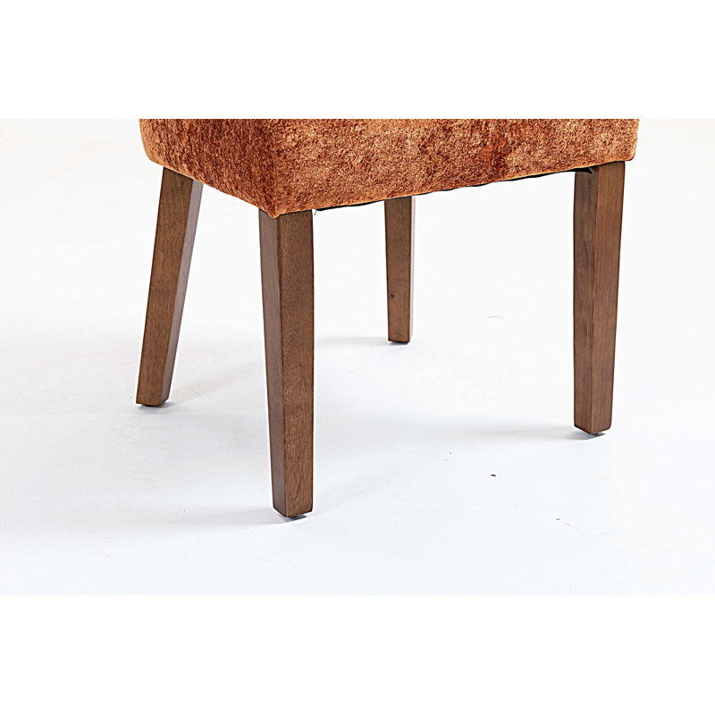 Ensemble de 2 chaises de salle à manger rembourrées en tissu, structure en bois franc, Orange