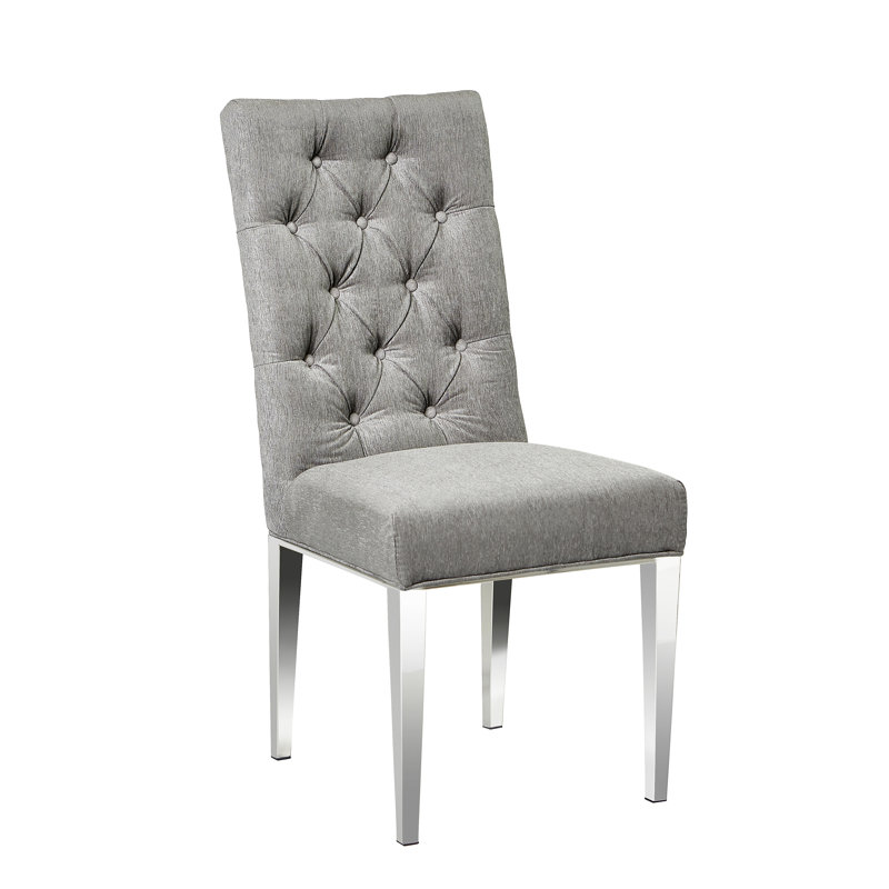 Chaise d'appoint rembourrée capitonnée Niamora, Gris