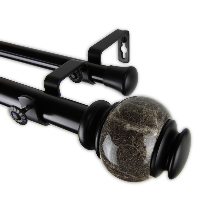 Tringle à rideaux double réglable 1 po Mccoppin, Noir, 120 à 170 po