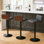 Modern Swivel Adjustable-Height Bar Stool with Walnut-Finish Bentwood Low Back