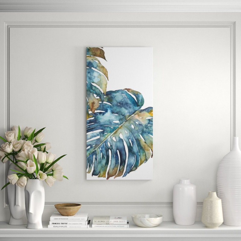 Simple Leaf III Painting by Beverly Fuller, 40" H x 20" W x 1.5" D, Image Brush Gel